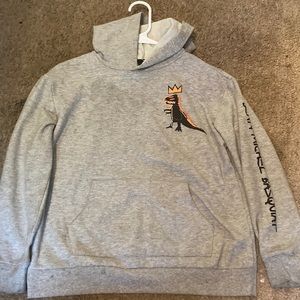 I’m selling a basquiat hoodie for boys that is a medium in the color grey